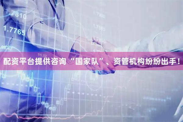 配资平台提供咨询 “国家队”、资管机构纷纷出手！